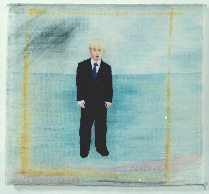 Axel  Transparent, i siden och yllegobeläng. 1,2 x 1,2m