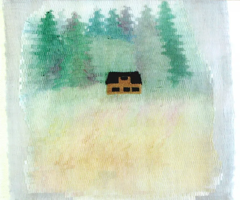 Ödehus, siden och ull, 0,5 x 0,5m
