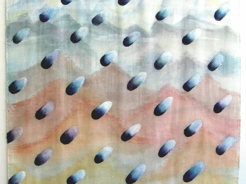 Regn i Tora Bora, siden och ull, 1,5x1,5m