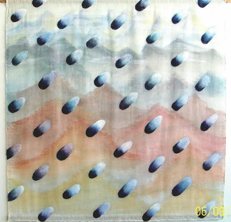 Regn i Tora Bora, siden och ull, 1,5x1,5m